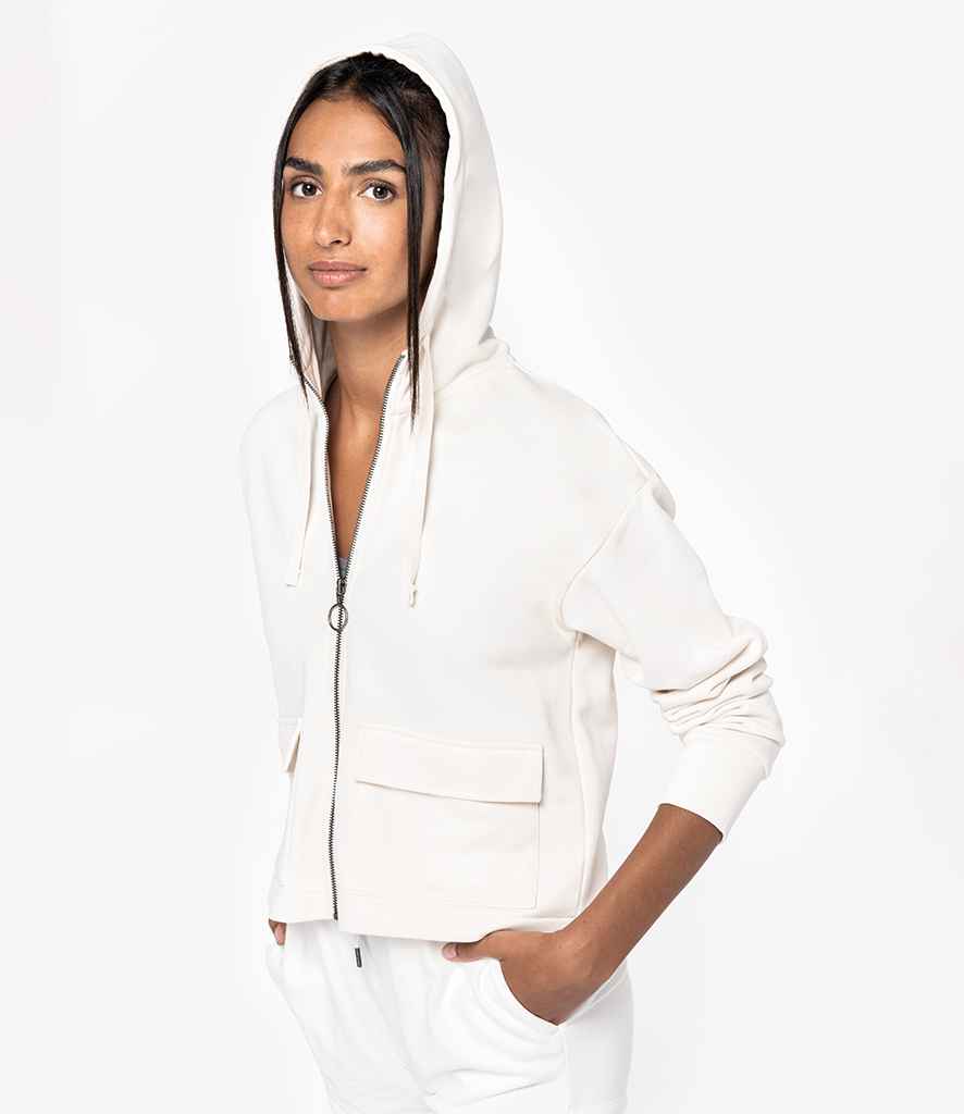 Native Spirit Ladies Full Zip Hooded Sweatshirt in Ivory