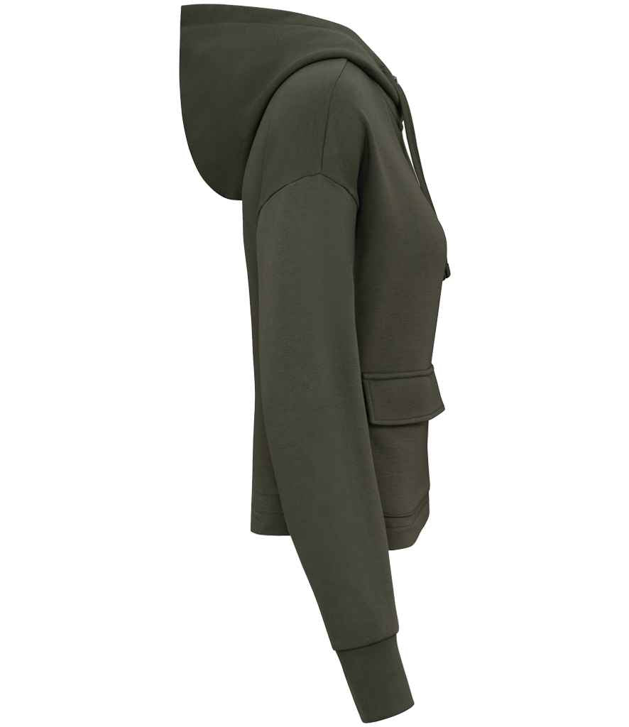 Native Spirit Ladies Full Zip Hooded Sweatshirt in Organic Khaki, side view