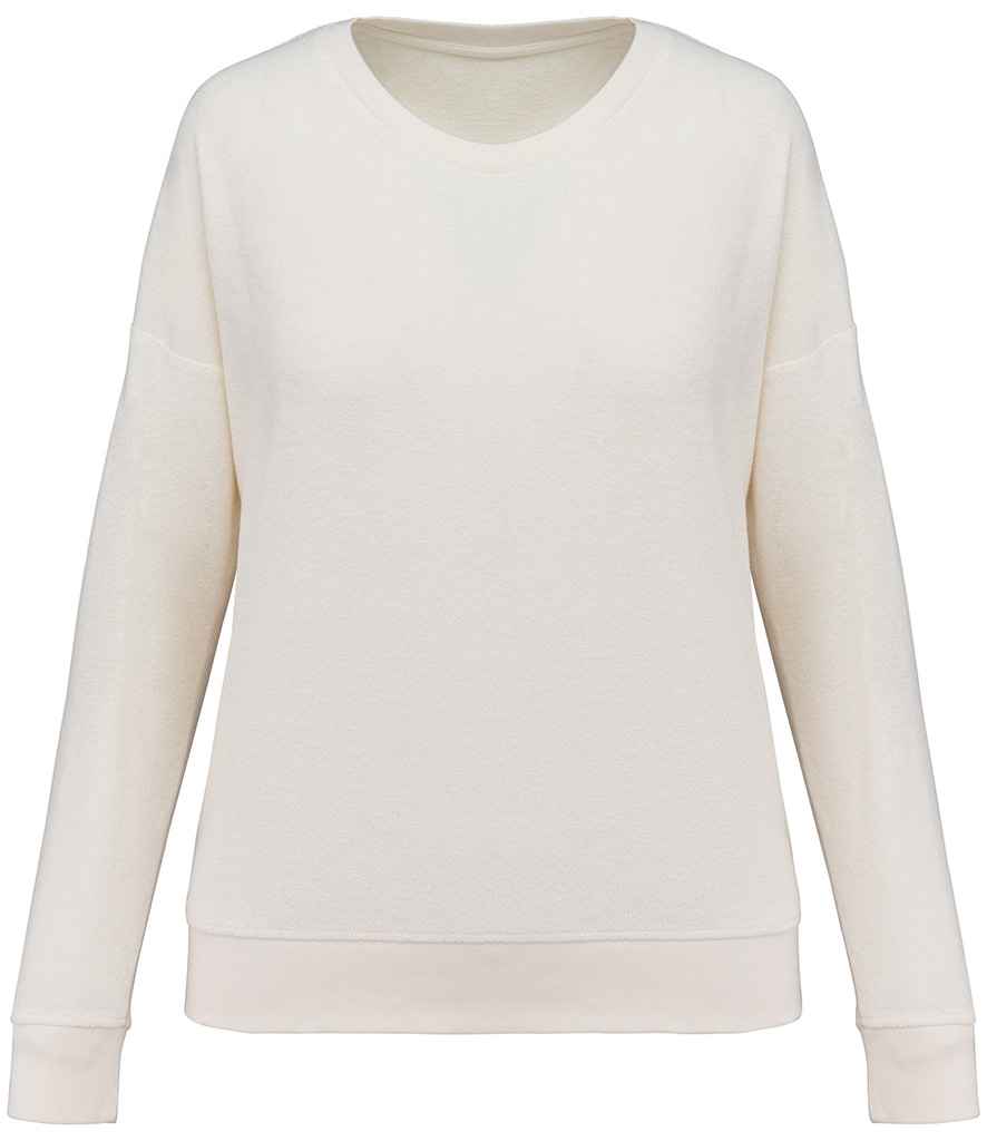 Native Spirit Ladies Terry Towel Sweatshirt in Ivory, front view