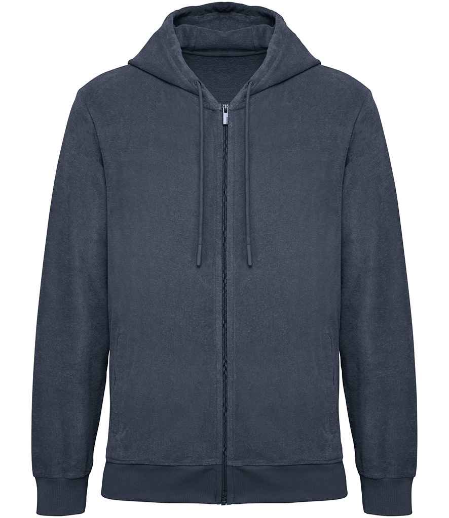 Native Spirit Terry Towel Full Zip Hooded Sweatshirt in Navy, front view