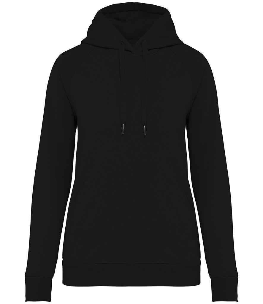 Native Spirit Ladies Raglan Sleeve Hoodie in Black, front view