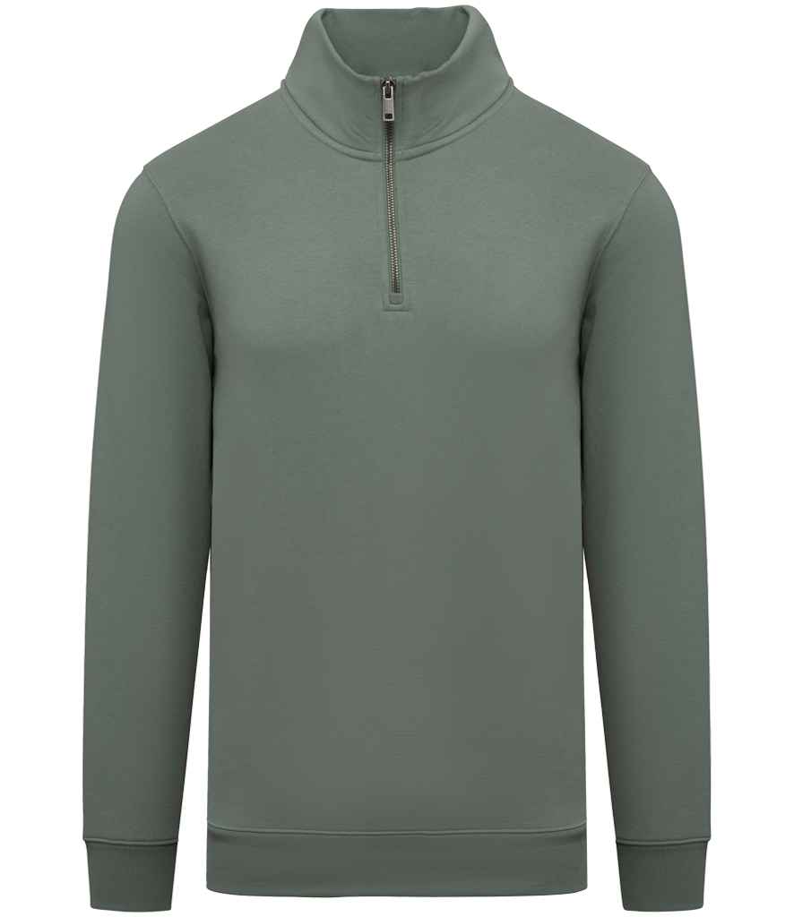 Native Spirit 1/4 Zip Sweatshirt in Moss, front view