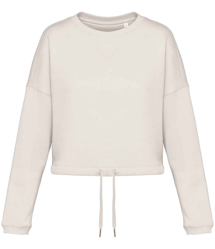 Native Spirit Ladies Oversized Cropped Sweatshirt in Ivory, front view