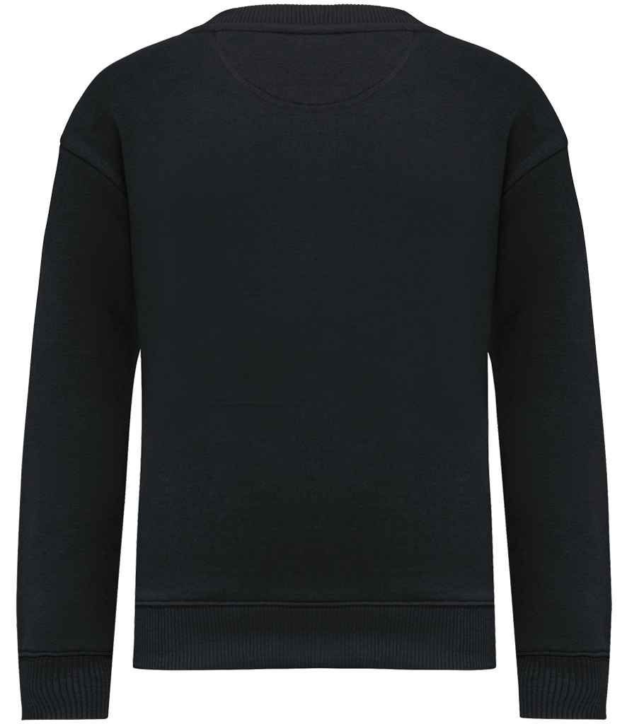 Native Spirit Kids Oversized Round Neck Sweatshirt in Black, back view