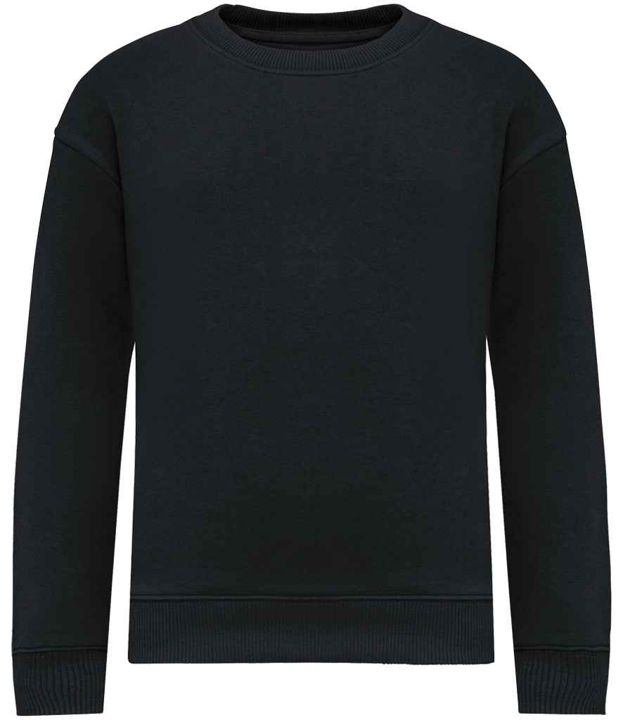 Native Spirit Kids Oversized Round Neck Sweatshirt in Black, front view