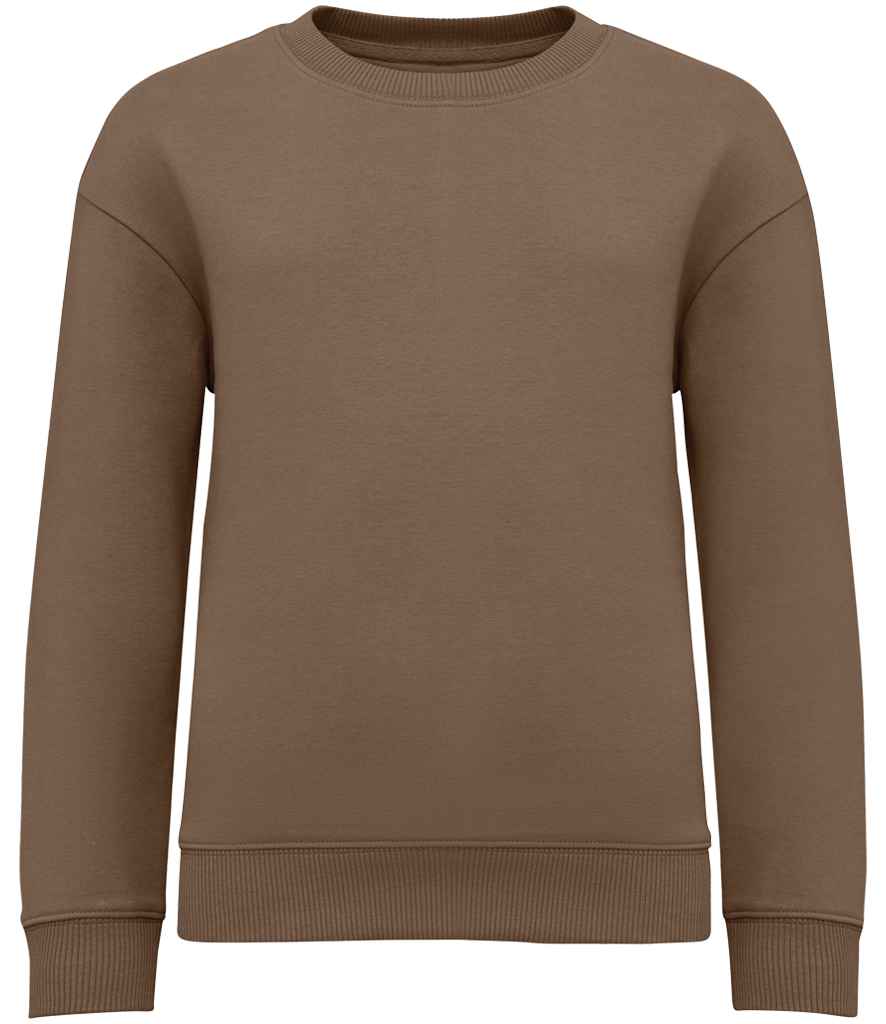 Native Spirit Kids Oversized Round Neck Sweatshirt in Driftwood, front view