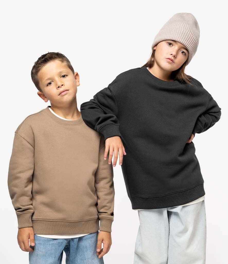 Native Spirit Kids Oversized Round Neck Sweatshirt in Driftwood