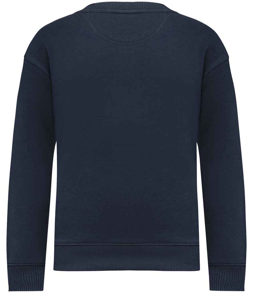 Native Spirit Kids Oversized Round Neck Sweatshirt in Navy, back view