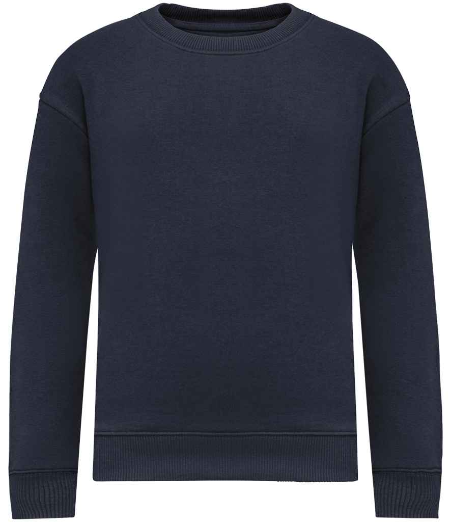 Native Spirit Kids Oversized Round Neck Sweatshirt in Navy, front view