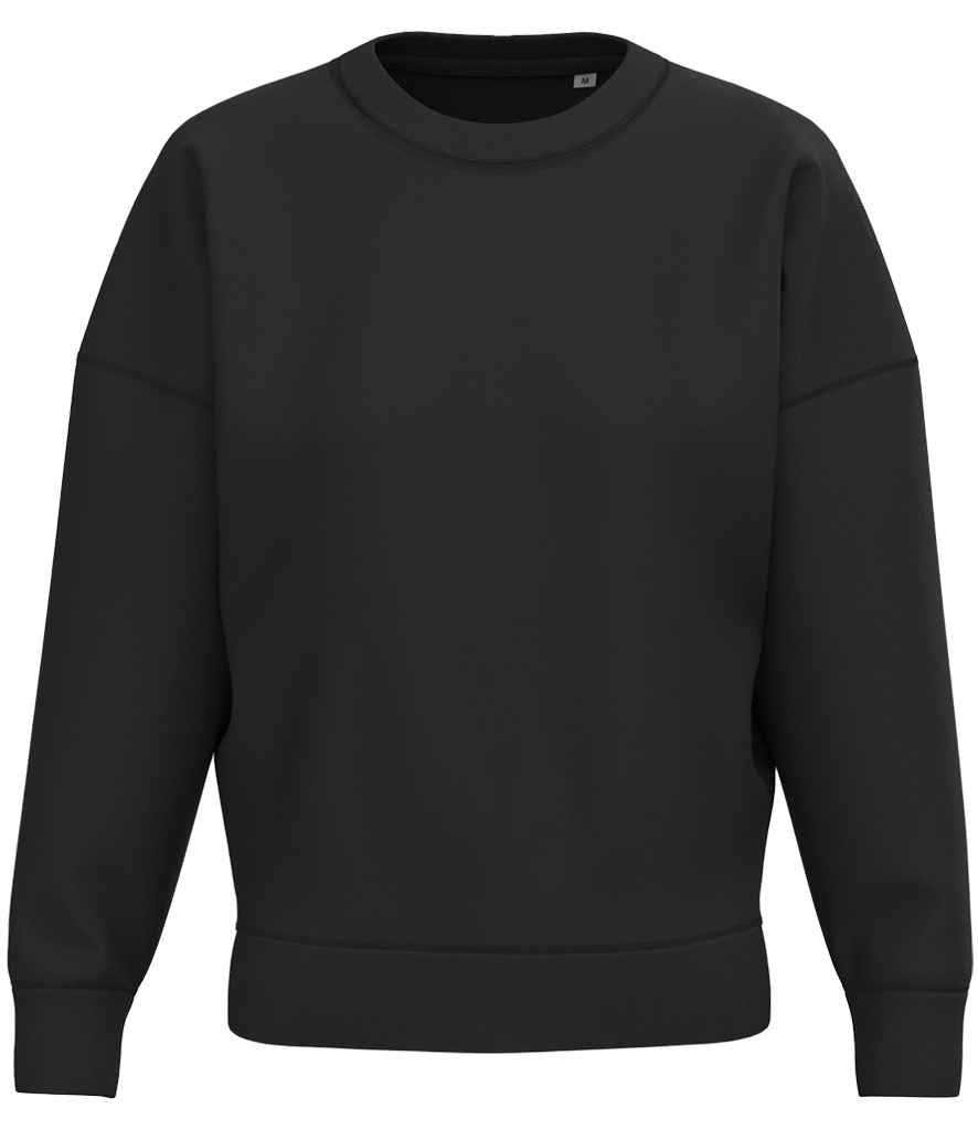 Native Spirit Ladies Crew Neck Sweatshirt in Black, front view