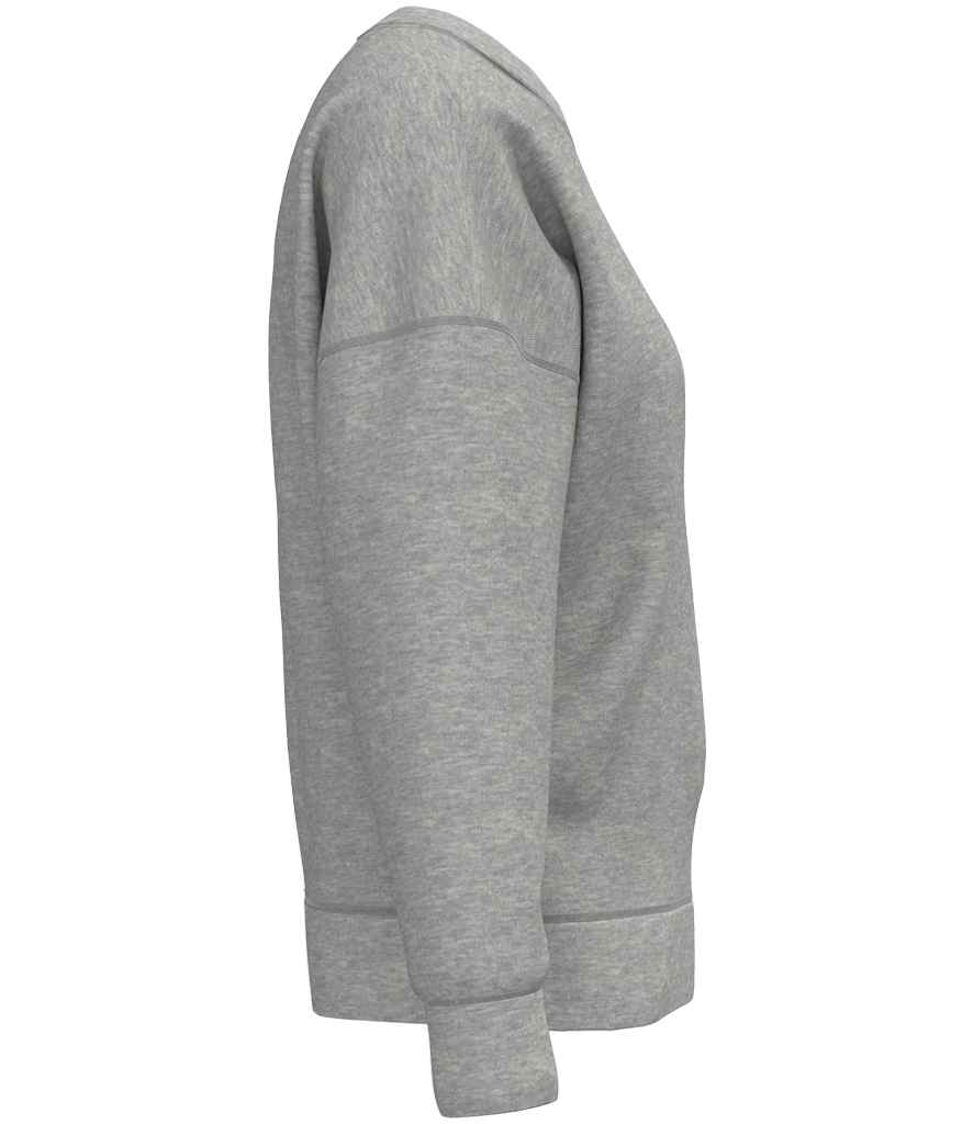 Native Spirit Ladies Crew Neck Sweatshirt in Moon Grey Heather, side view