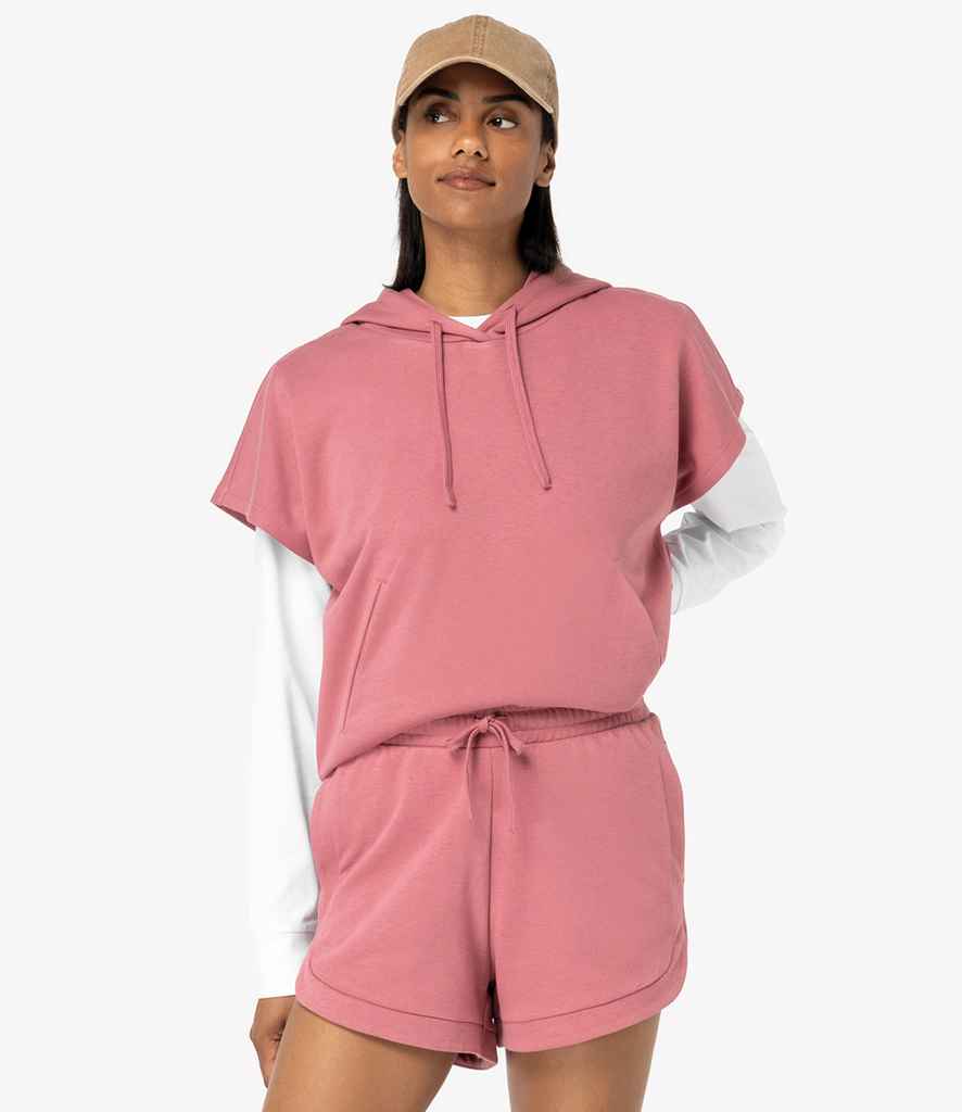 Native Spirit Ladies French Terry Sleeveless Hooded Sweatshirt in Antique Rose