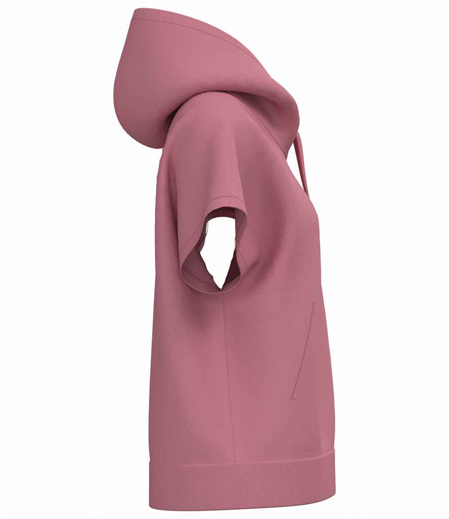 Native Spirit Ladies French Terry Sleeveless Hooded Sweatshirt in Antique Rose, side view