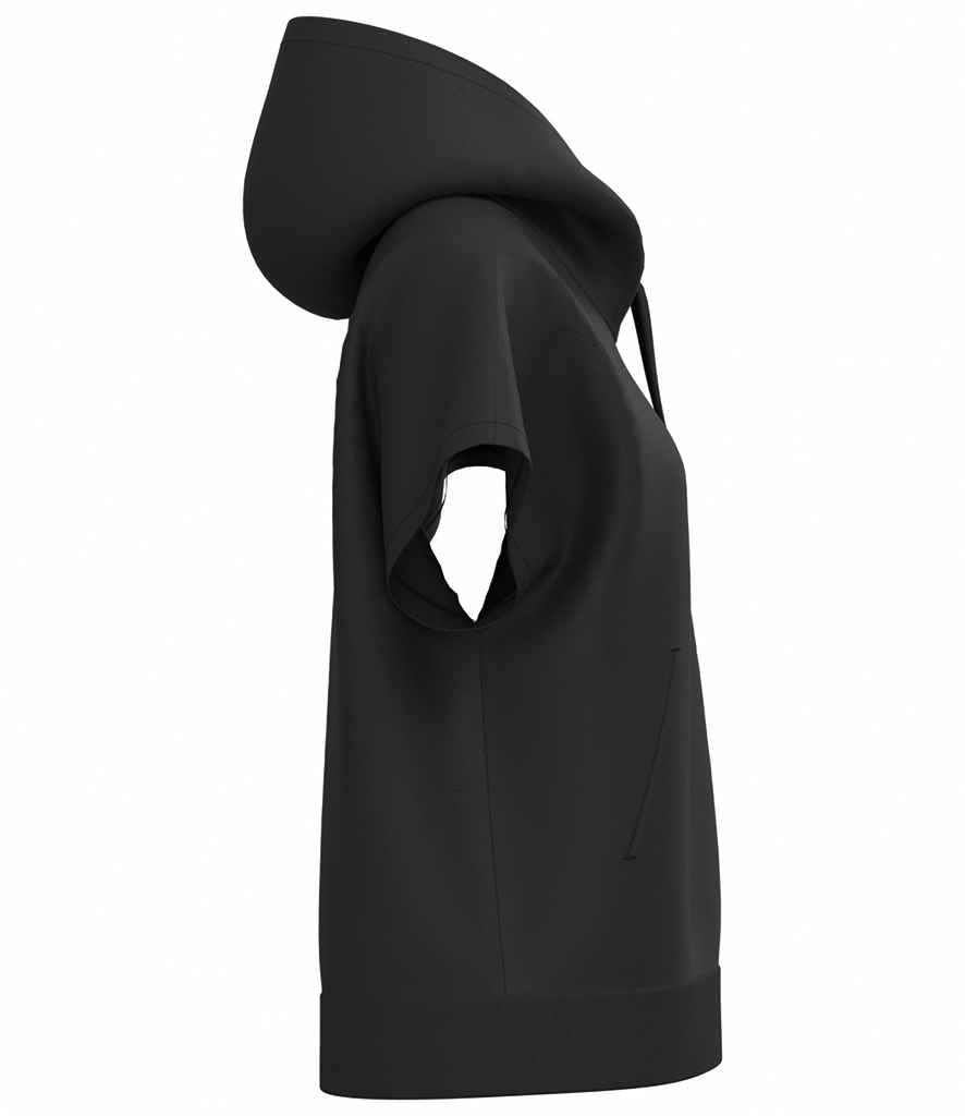Native Spirit Ladies French Terry Sleeveless Hooded Sweatshirt in Black, side view