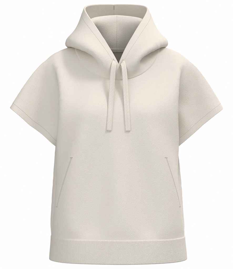 Native Spirit Ladies French Terry Sleeveless Hooded Sweatshirt in Ivory, front view