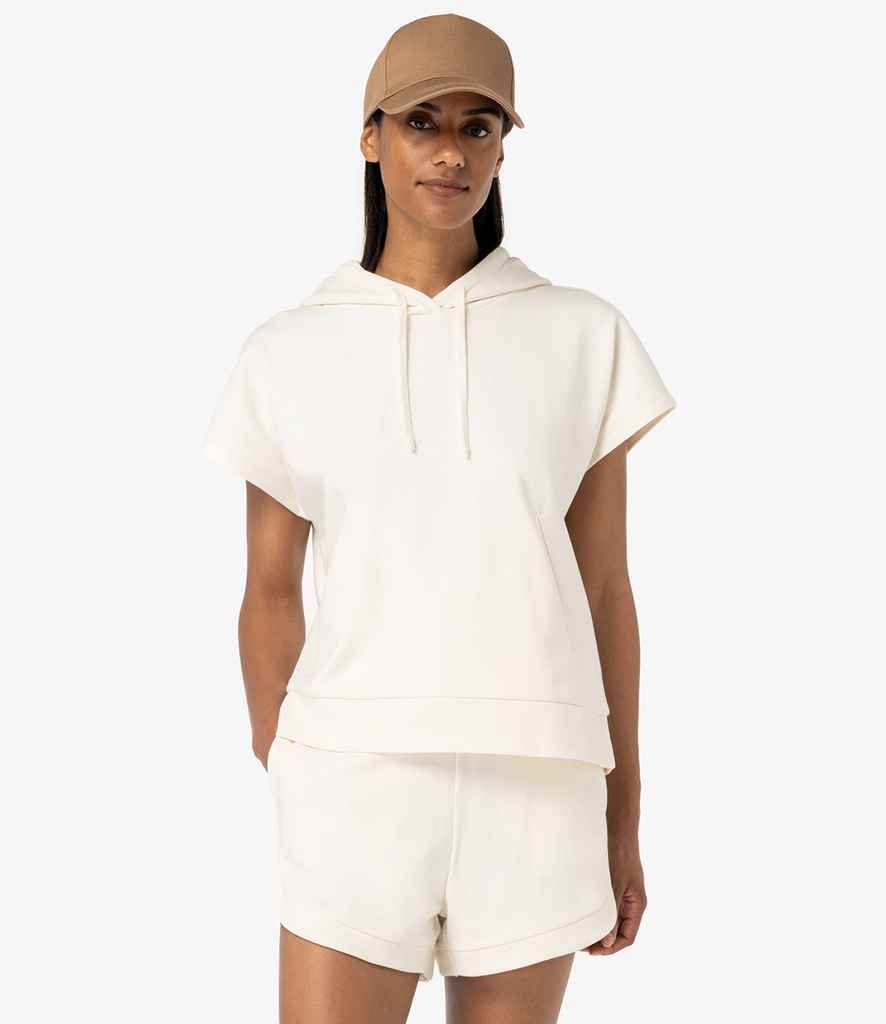 Native Spirit Ladies French Terry Sleeveless Hooded Sweatshirt in Ivory