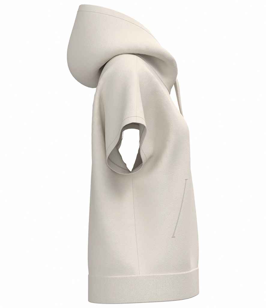 Native Spirit Ladies French Terry Sleeveless Hooded Sweatshirt in Ivory, side view