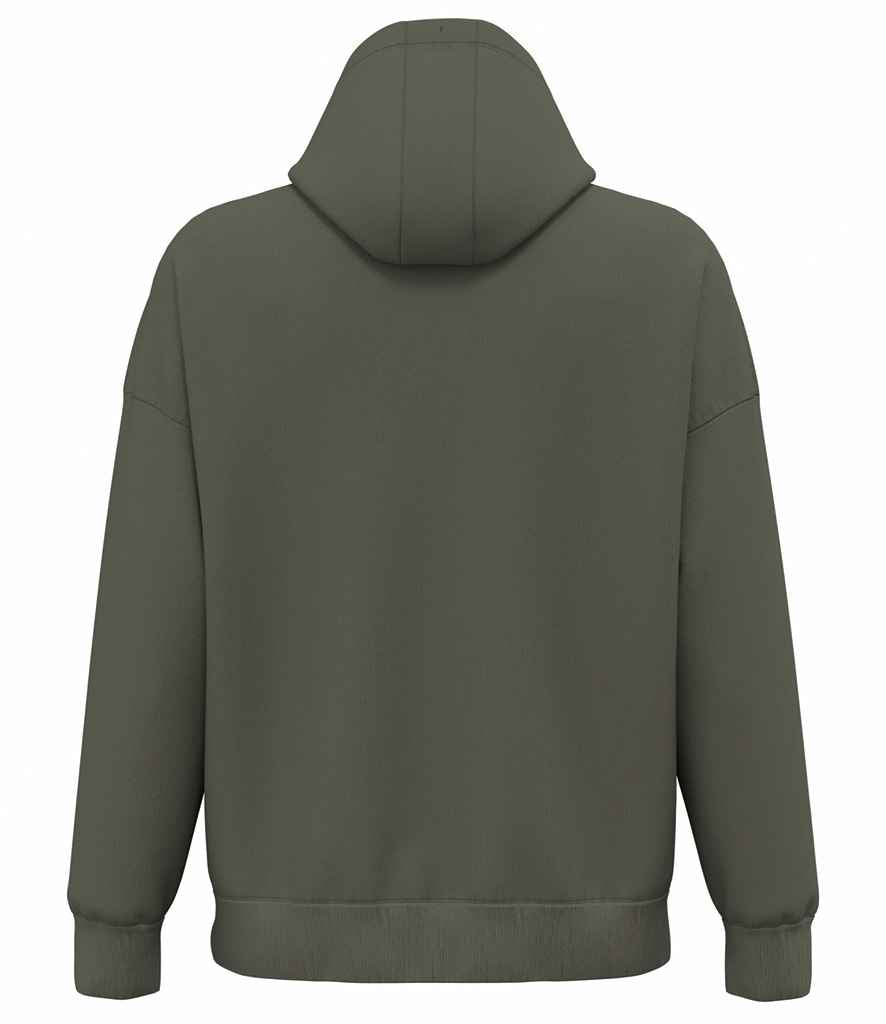 Native Spirit Unisex Heavyweight Oversized Hooded Sweatshirt in Organic Khaki, back view