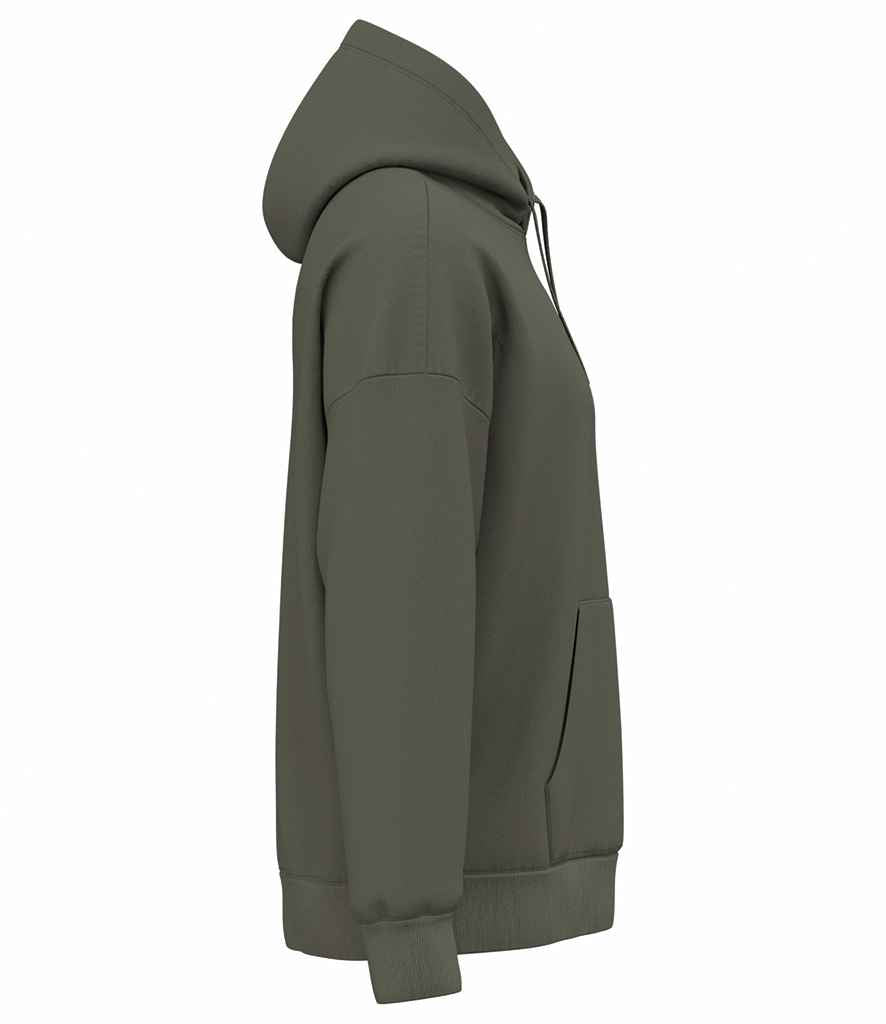 Native Spirit Unisex Heavyweight Oversized Hooded Sweatshirt in Organic Khaki, side view