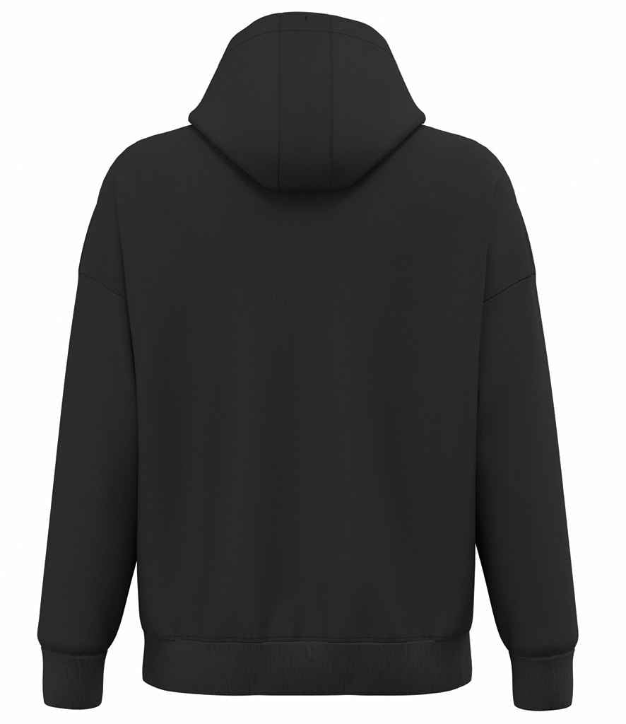 Native Spirit Unisex Heavyweight Oversized Full Zip Hooded Sweatshirt in Black, back view