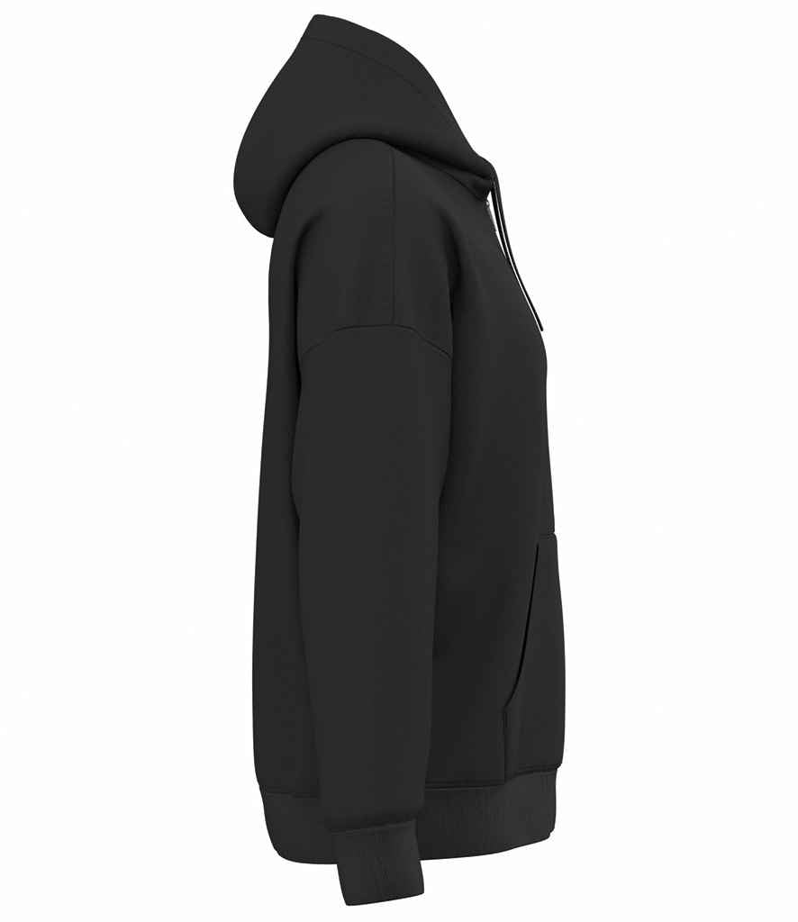 Native Spirit Unisex Heavyweight Oversized Full Zip Hooded Sweatshirt in Black, side view