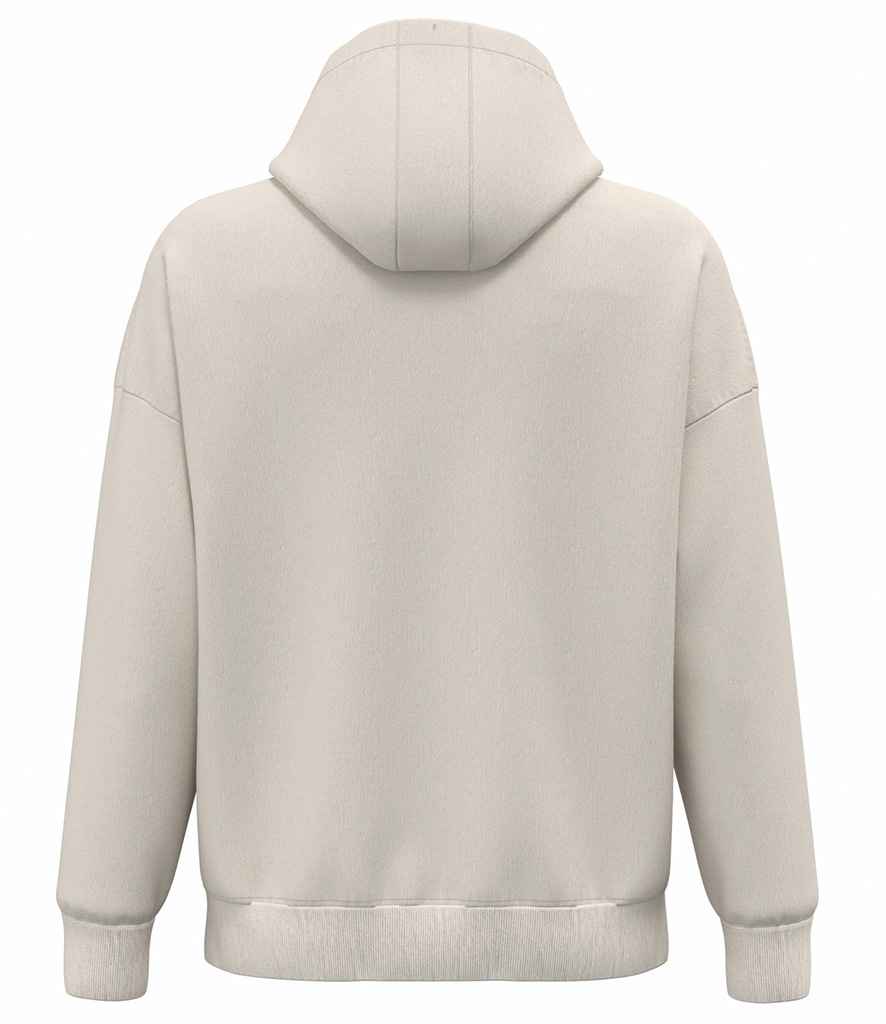 Native Spirit Unisex Heavyweight Oversized Full Zip Hooded Sweatshirt in Ivory, back view
