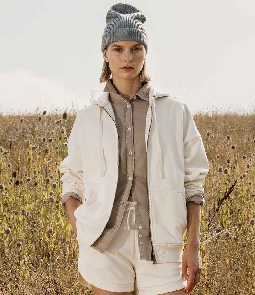 Native Spirit Unisex Heavyweight Oversized Full Zip Hooded Sweatshirt in Ivory