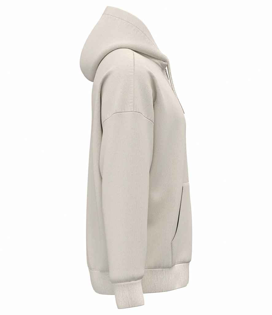 Native Spirit Unisex Heavyweight Oversized Full Zip Hooded Sweatshirt in Ivory, side view