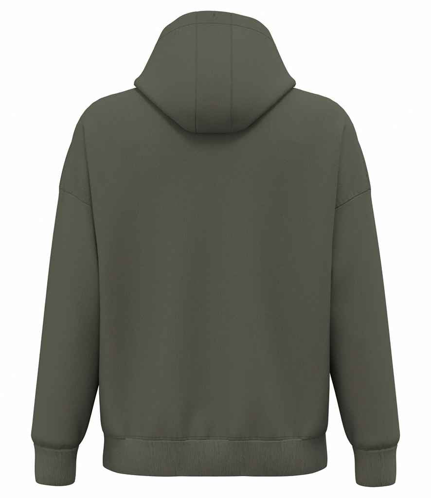 Native Spirit Unisex Heavyweight Oversized Full Zip Hooded Sweatshirt in Organic Khaki, back view