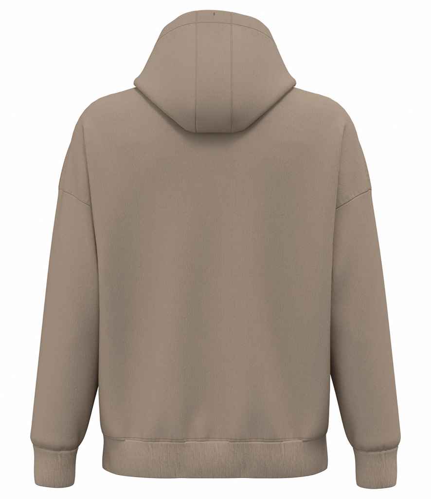 Native Spirit Unisex Heavyweight Oversized Full Zip Hooded Sweatshirt in Wet Sand, back view