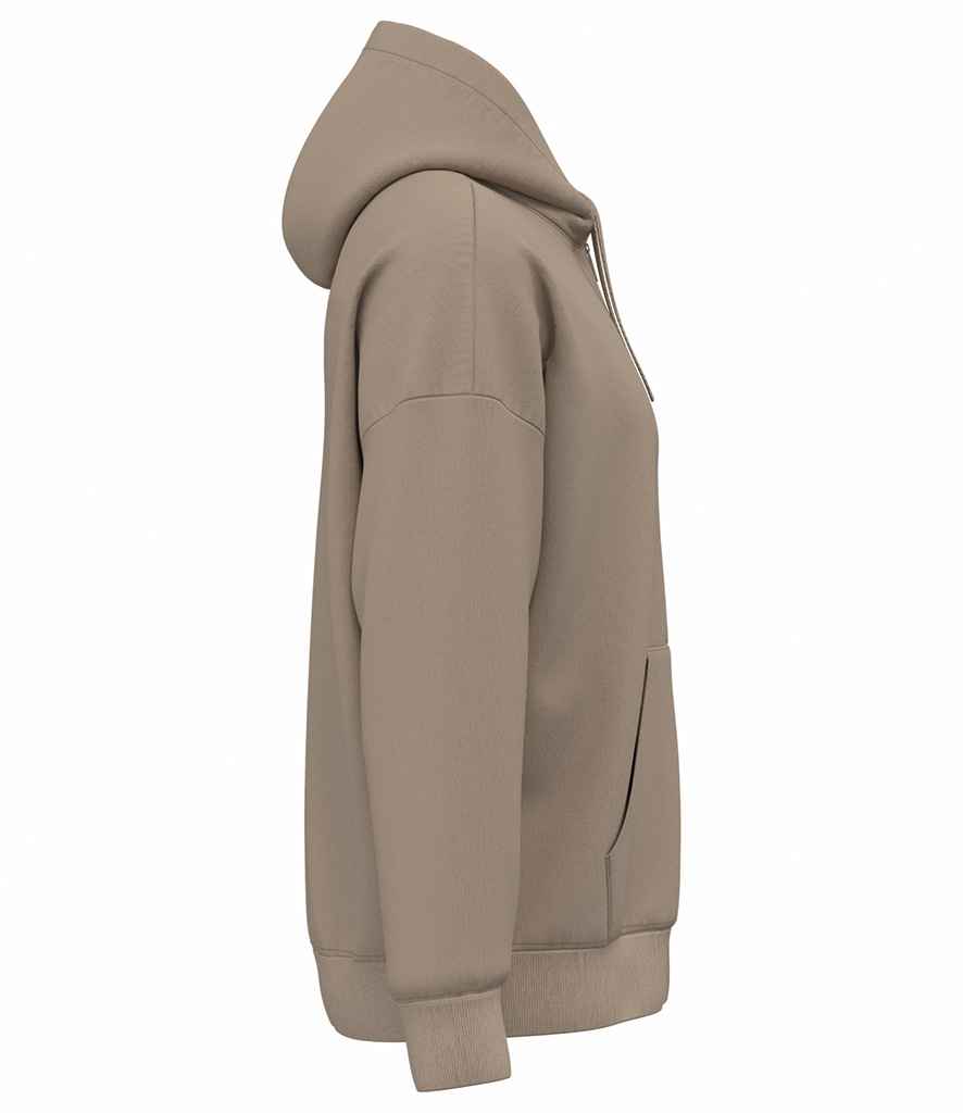 Native Spirit Unisex Heavyweight Oversized Full Zip Hooded Sweatshirt in Wet Sand, side view