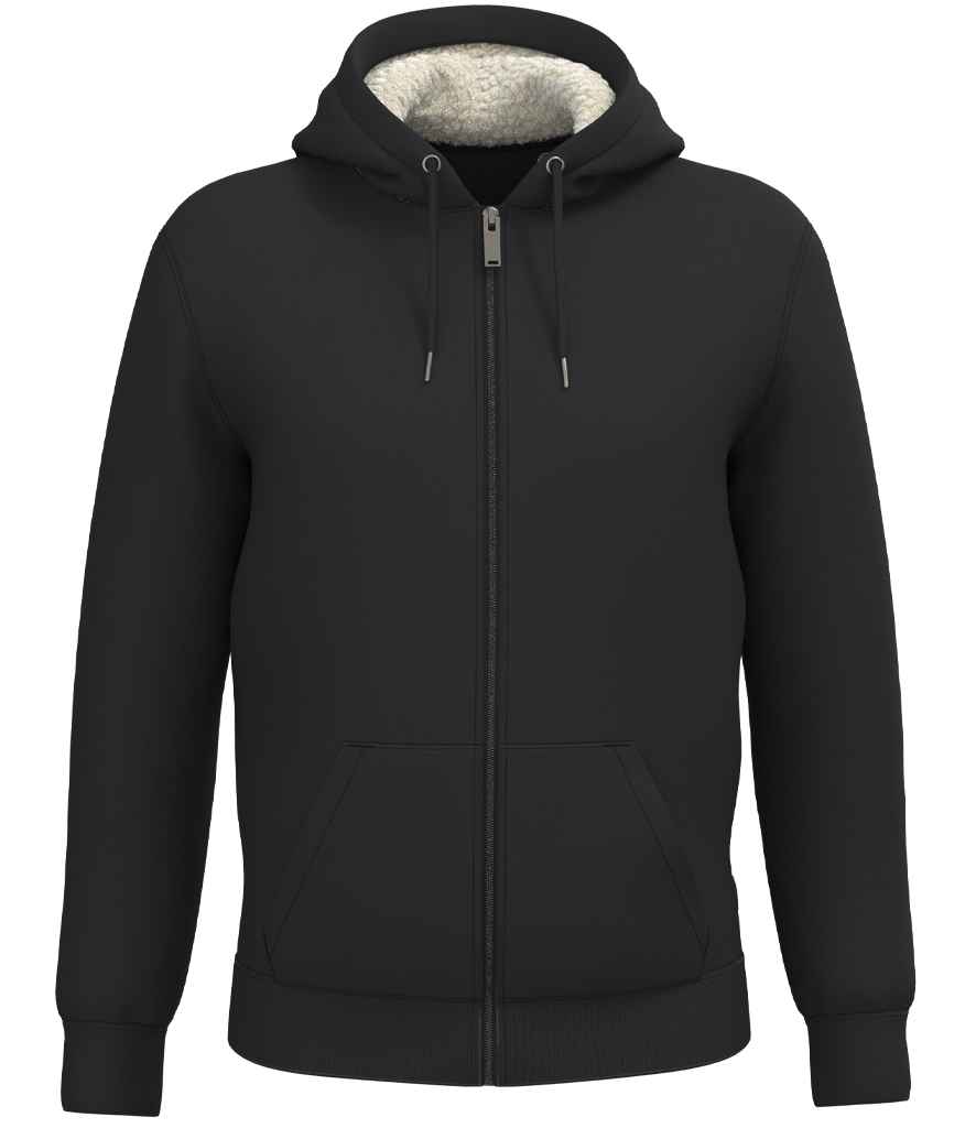 Native Spirit Unisex Sherpa lined Full Zip Sweatshirt in Black, front view