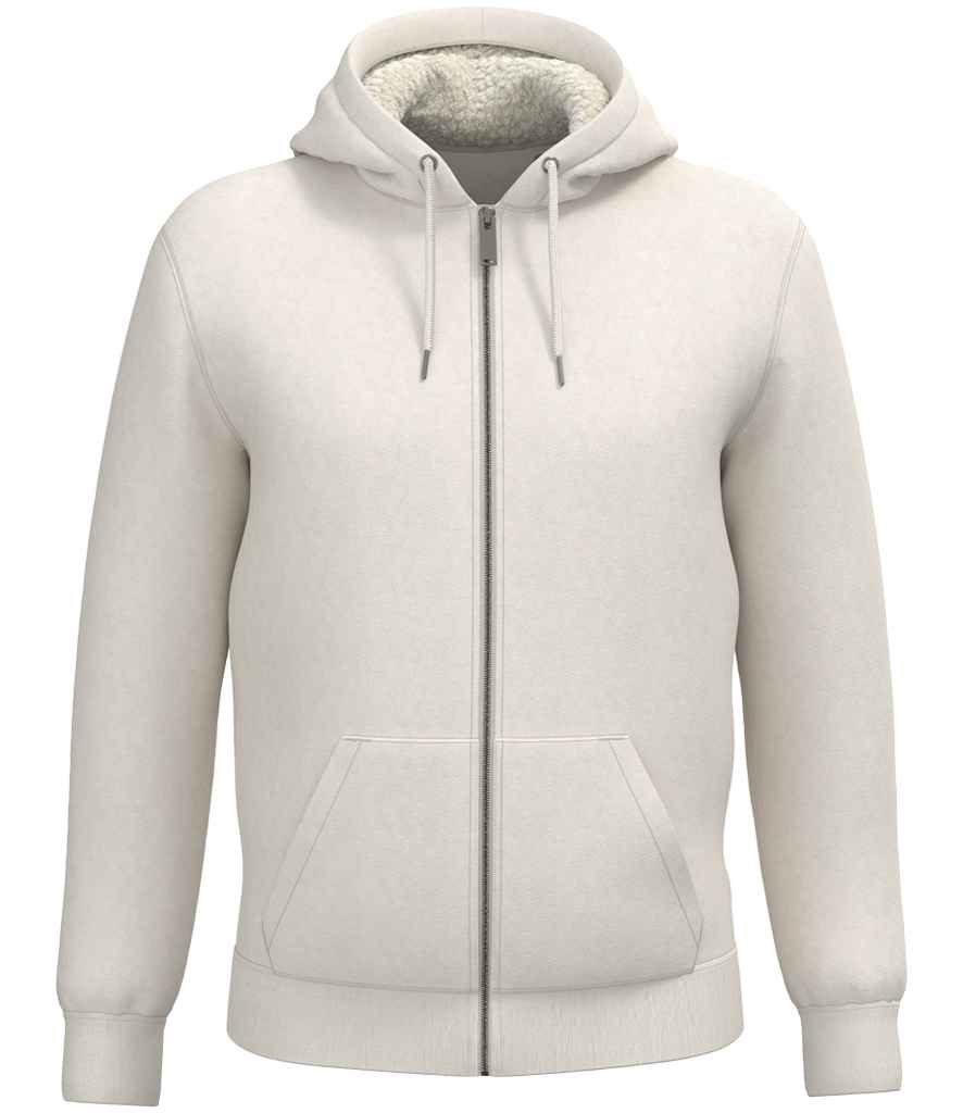 Native Spirit Unisex Sherpa lined Full Zip Sweatshirt in Ivory, front view