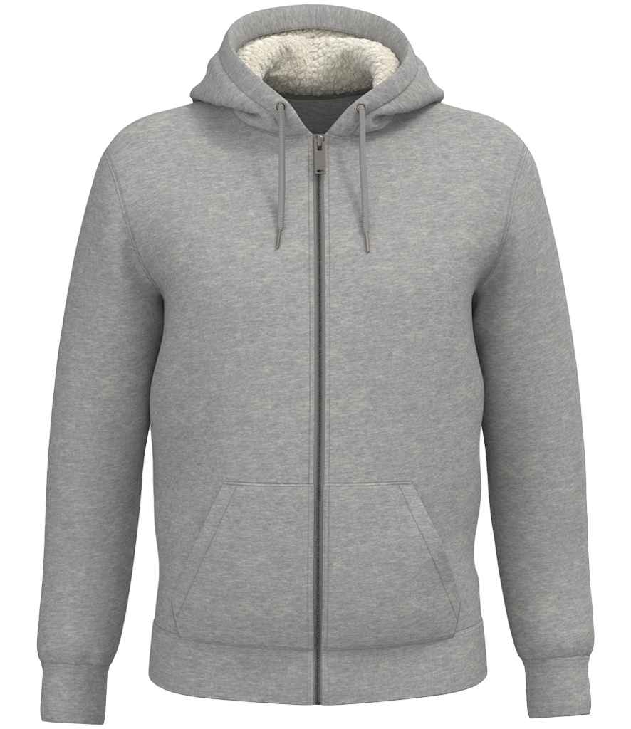 Native Spirit Unisex Sherpa lined Full Zip Sweatshirt in Moon Grey Heather, front view