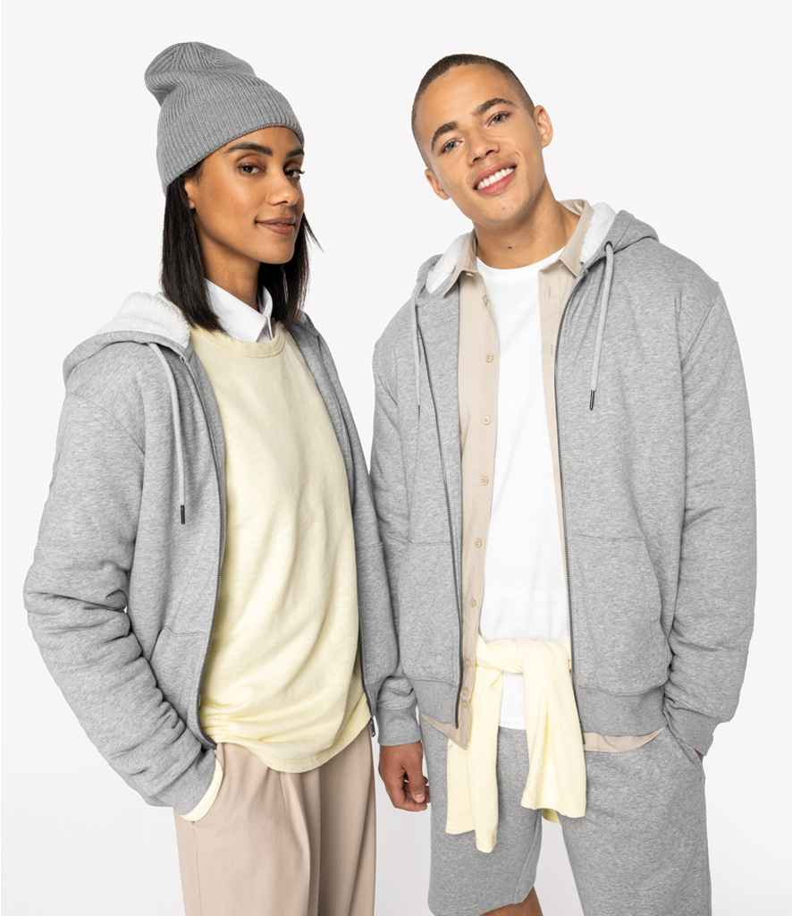 Native Spirit Unisex Sherpa lined Full Zip Sweatshirt in Moon Grey Heather