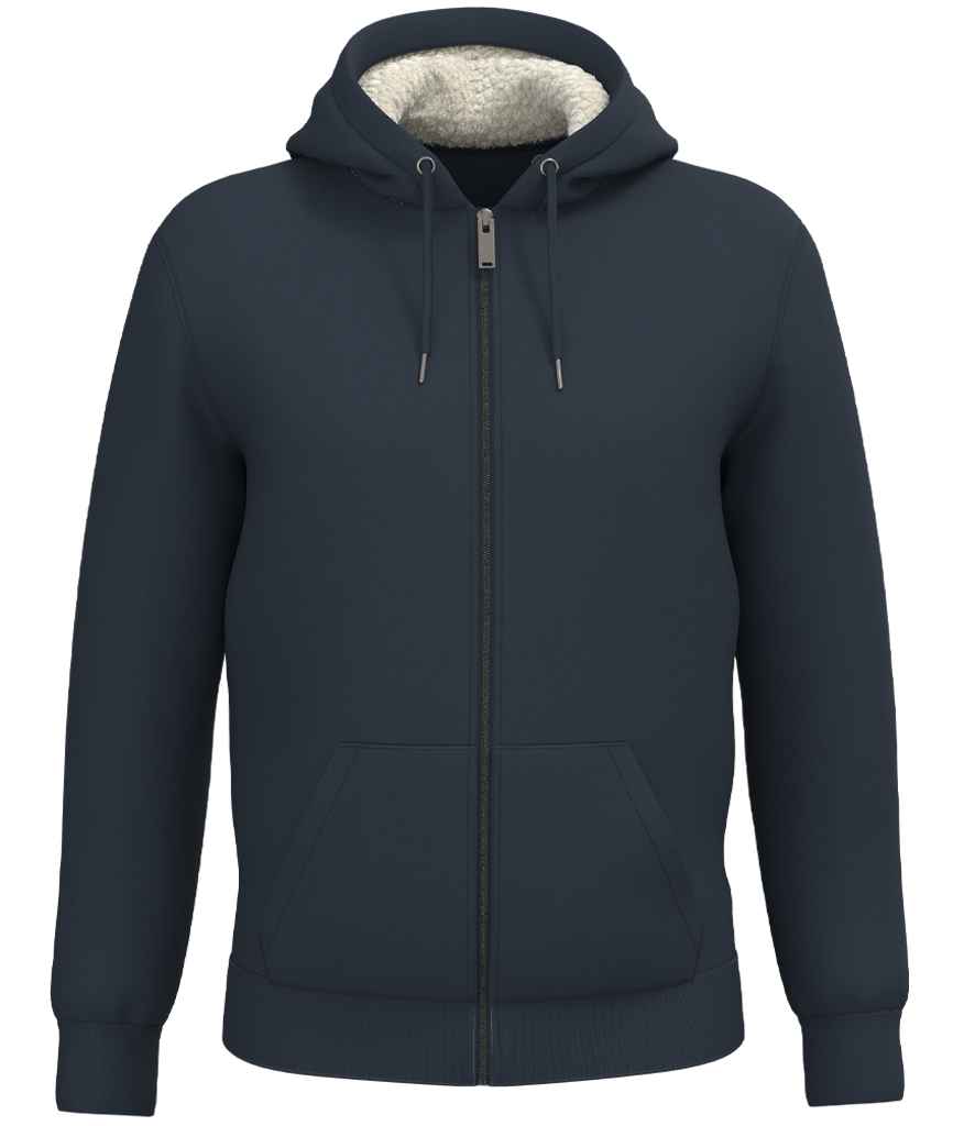 Native Spirit Unisex Sherpa lined Full Zip Sweatshirt in Navy, front view
