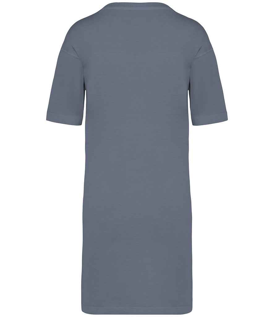 Native Spirit Ladies T-Shirt Dress in Washed Mineral Grey, back view