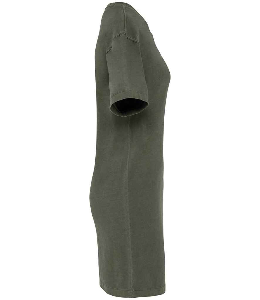 Native Spirit Ladies T-Shirt Dress in Washed Organic Khaki, side view