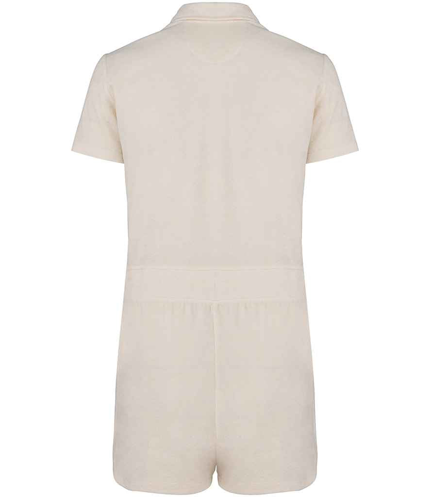 Native Spirit Ladies Terry Towel Short Overall in Ivory, back view