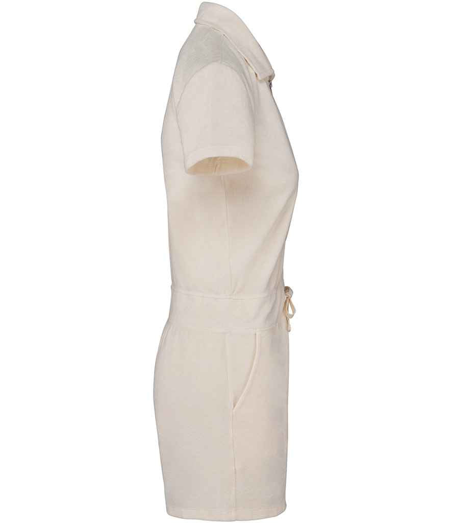 Native Spirit Ladies Terry Towel Short Overall in Ivory, side view