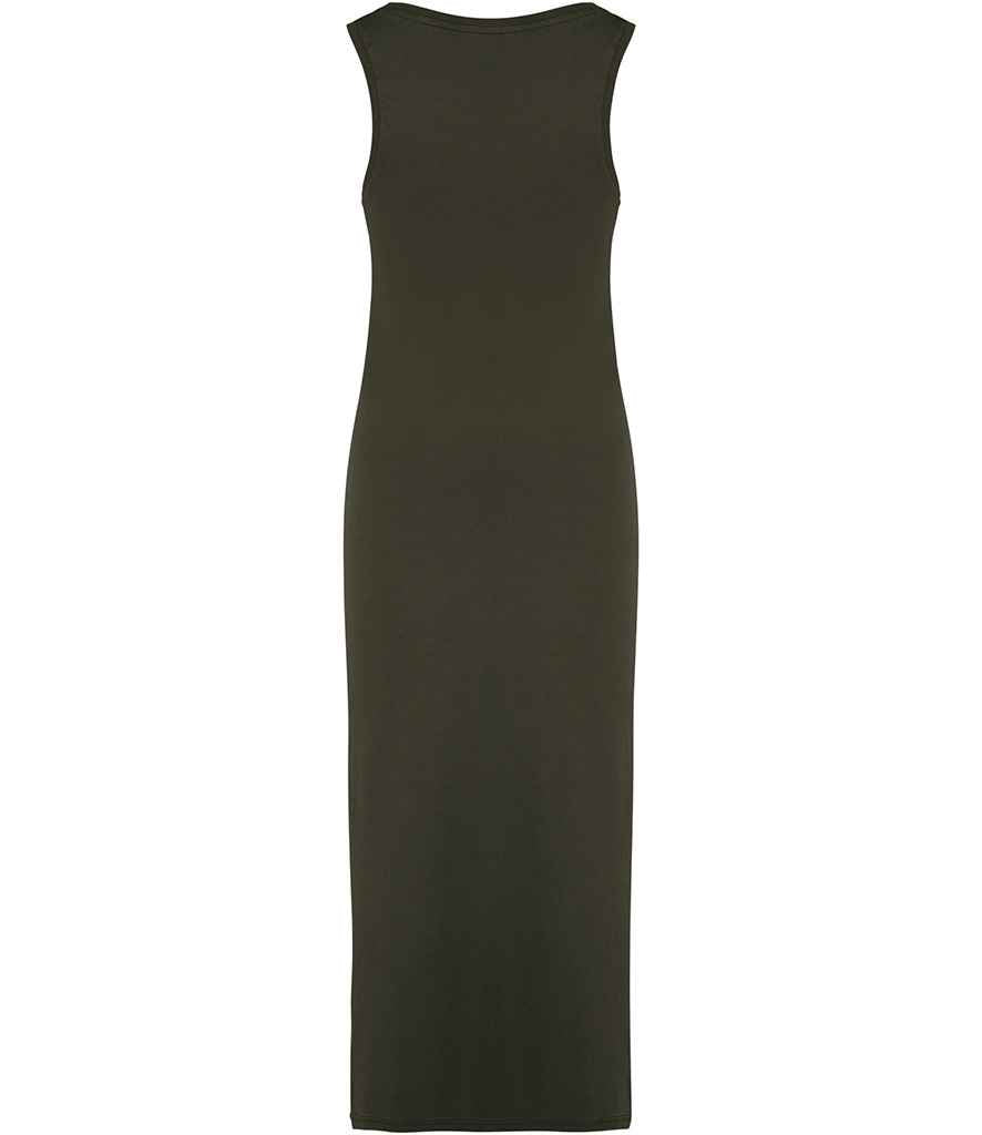Native Spirit Ladies Jersey Washed Dress in Washed Organic Khaki, back view