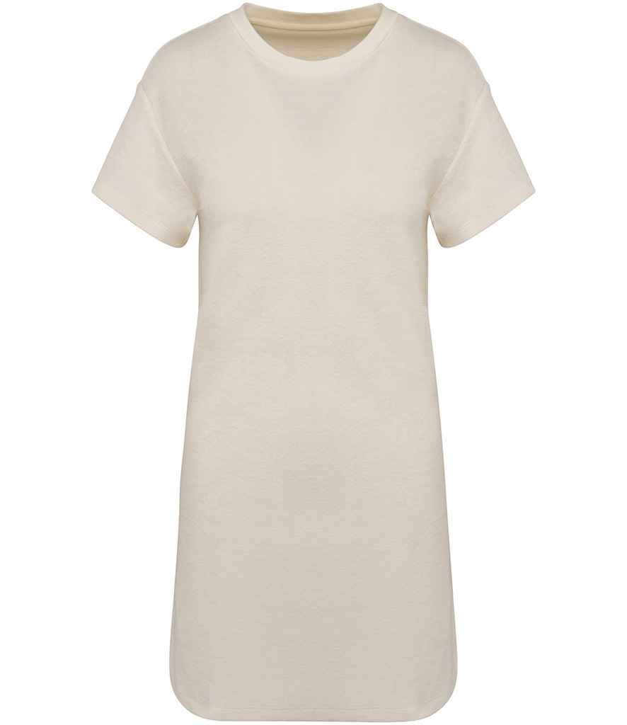 Native Spirit Ladies Terry Towel Dropped Shoulder T-Shirt Dress in Ivory, front view