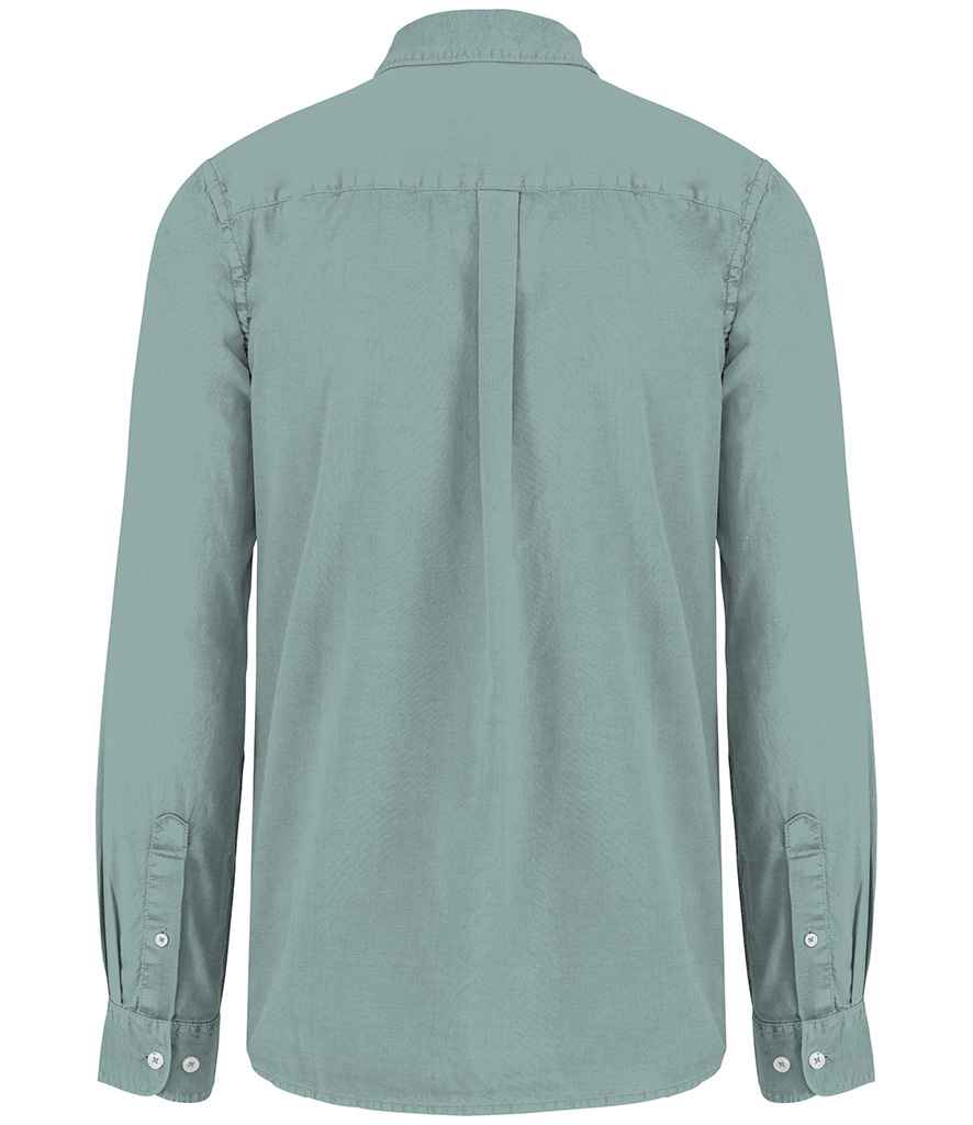 Native Spirit Washed Long Sleeve Shirt in Washed Jade Green, back view