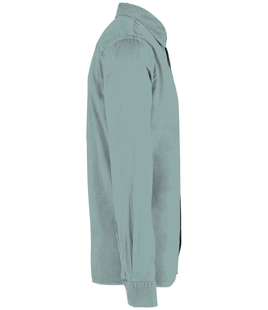 Native Spirit Washed Long Sleeve Shirt in Washed Jade Green, side view