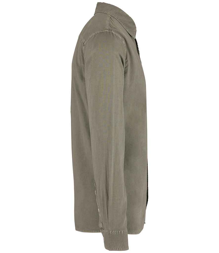 Native Spirit Washed Long Sleeve Shirt in Washed Pale Khaki, side view