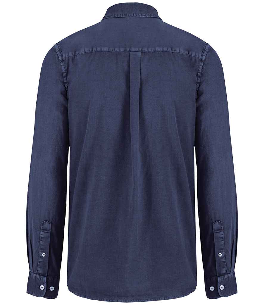 Native Spirit Washed Long Sleeve Shirt in Washed Navy, back view