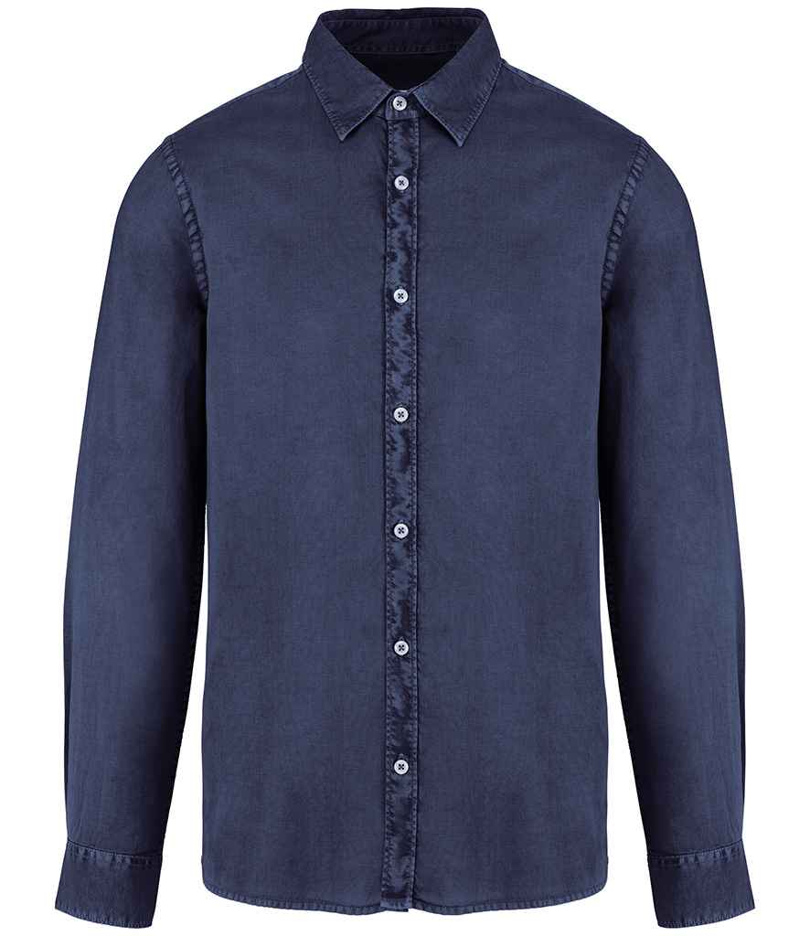 Native Spirit Washed Long Sleeve Shirt in Washed Navy, front view