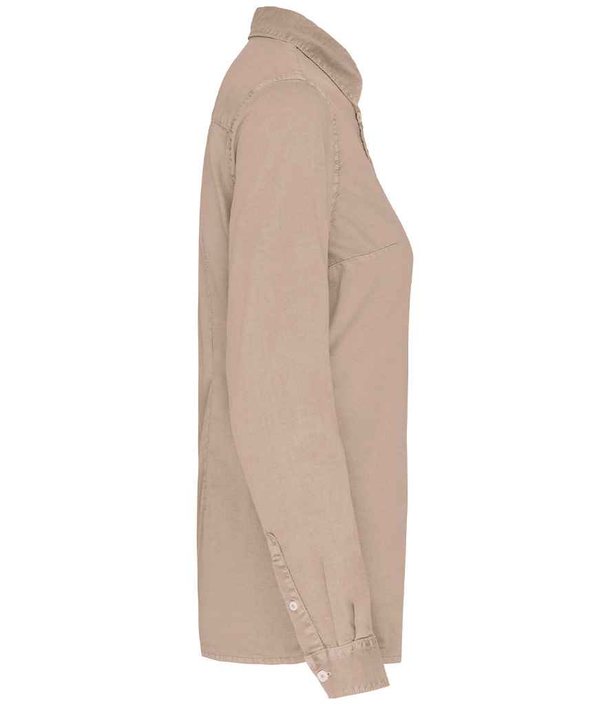 Native Spirit Ladies Washed Long Sleeve Shirt in Washed Linen, side view