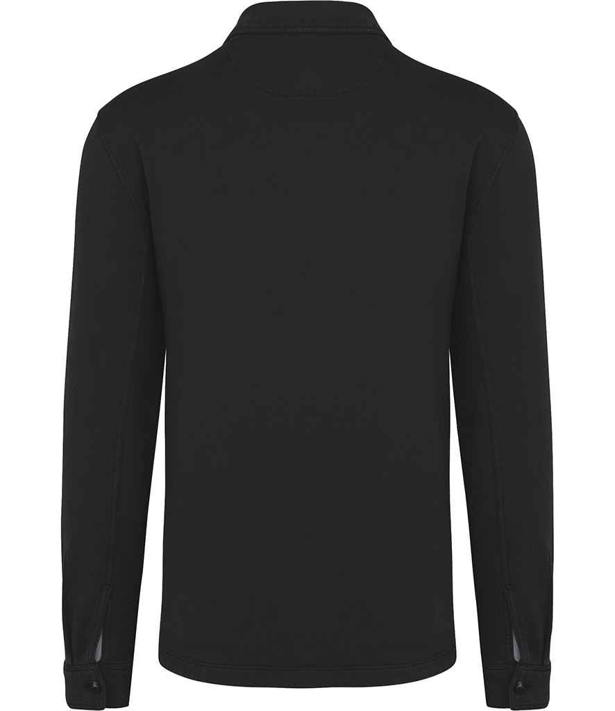 Native Spirit Faded Brushed Fleece Overshirt in Washed Black, back view