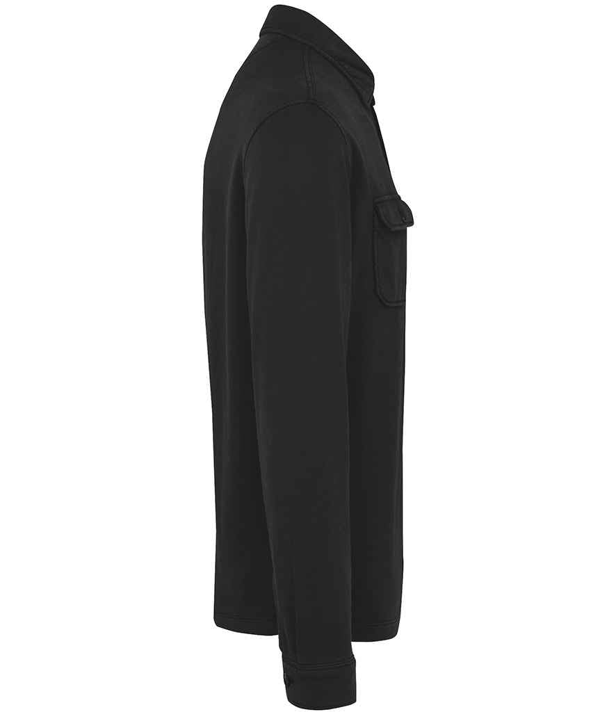 Native Spirit Faded Brushed Fleece Overshirt in Washed Black, side view